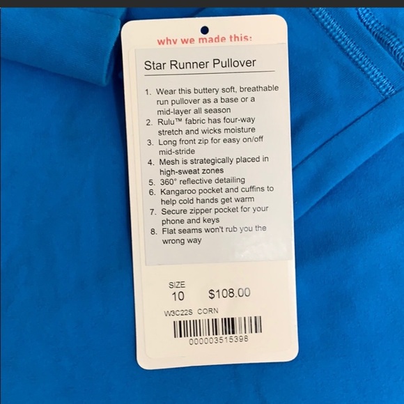 RARE Lululemon 10 Star Runner 1/2 Zip L/S Cornflower Blue RULU Ruffles Mesh - Picture 9 of 16